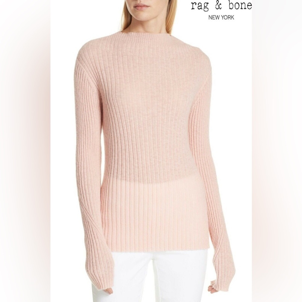 Rag & bone donna ribbed mohair angora wool long sleeve top size large